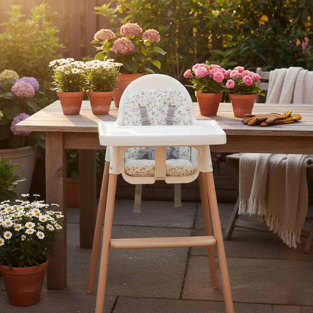 Stokke Tripp Trapp and Clikk high chairs side by side